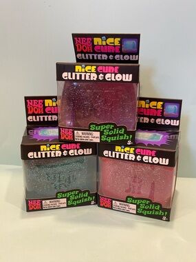 Includes ALL 3 NEEDOHS! Nice Cube Glitter & Glow - Pink, Purple & Blue! ALL 3!